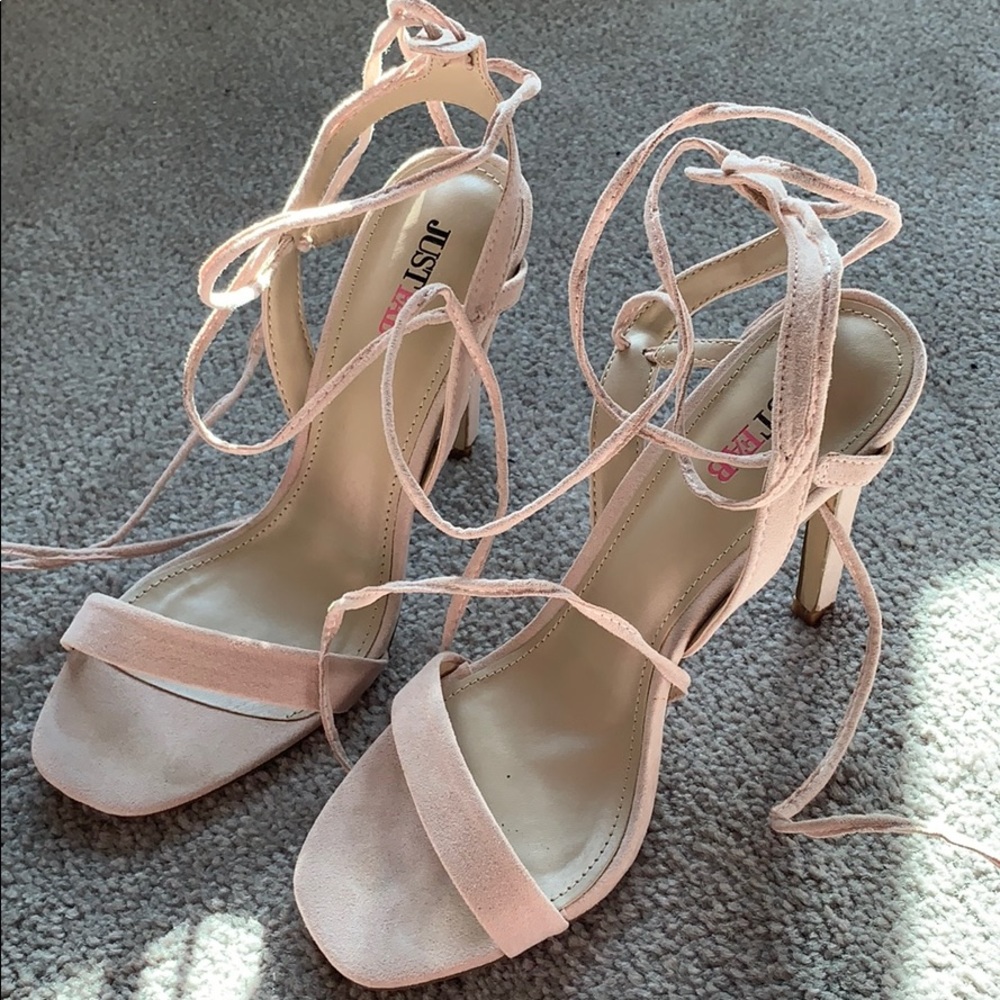 Blush strappy heels
